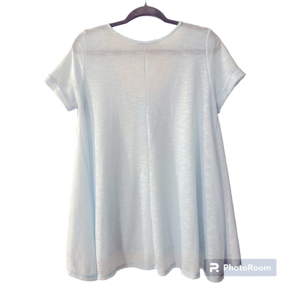 Easel Sheer Light Blue Short Sleeve Top Size Medium - Picture 3 of 4